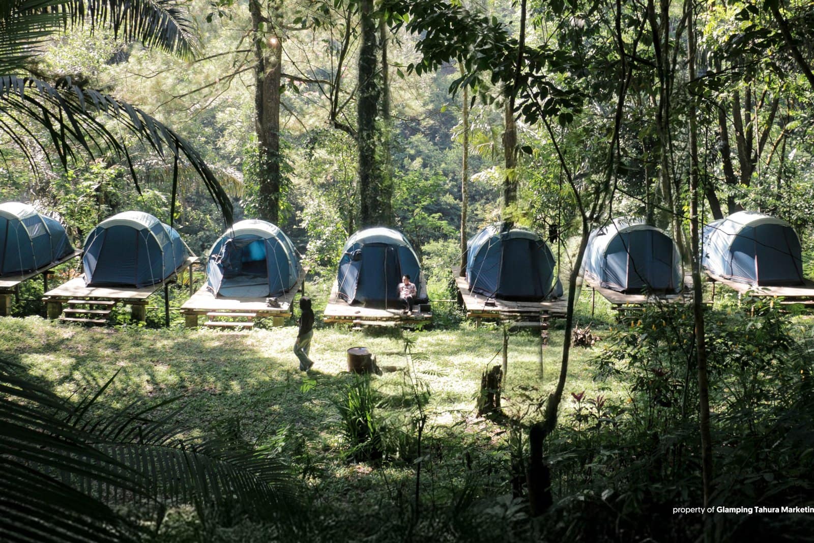 Posisi tenda deck cikapundung di Glamping Tahura Dago Pakar Bandung